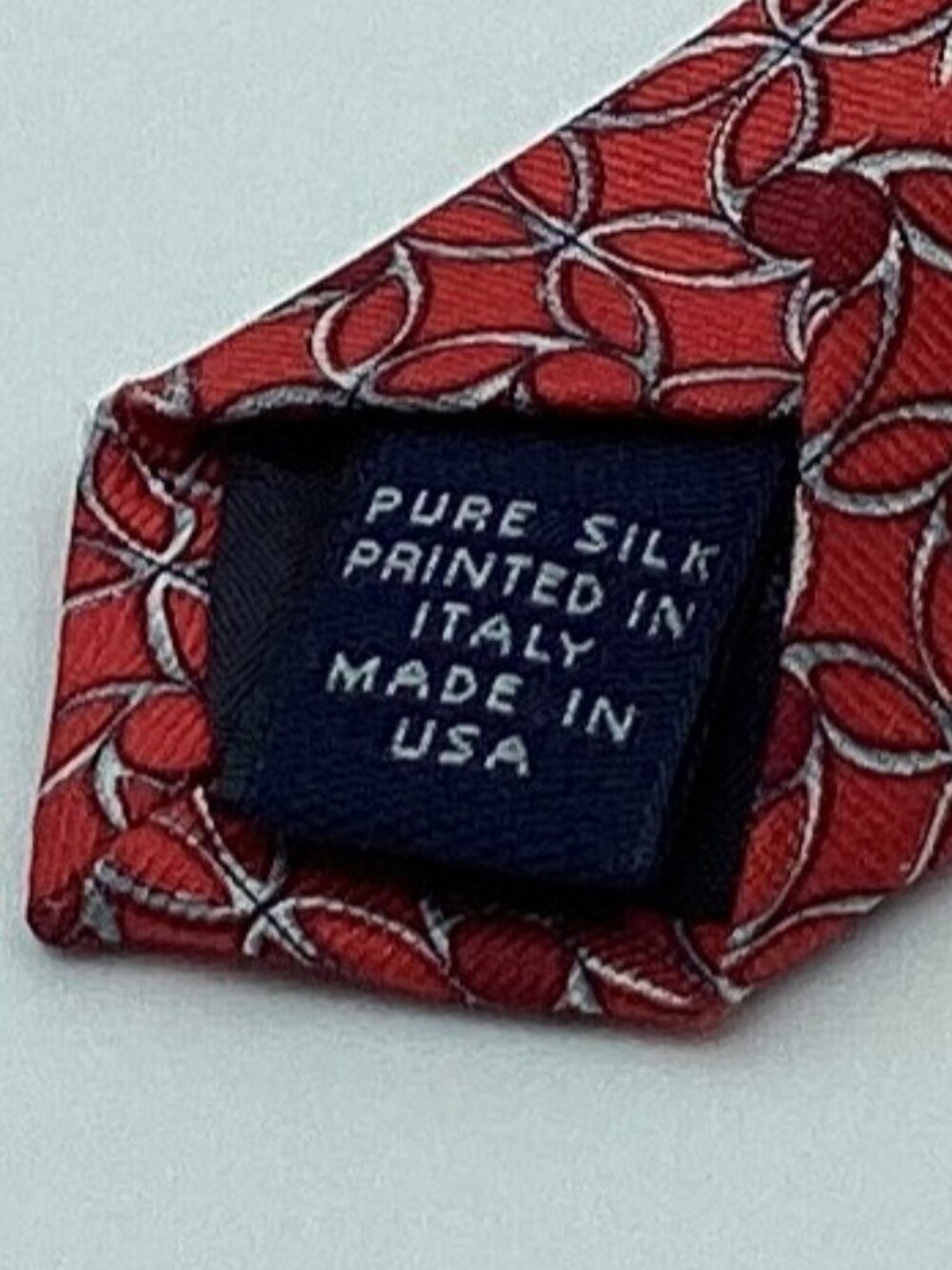 Brooks Brothers Silk Tie Mens Red Silver Geometric - Picture 6 of 7